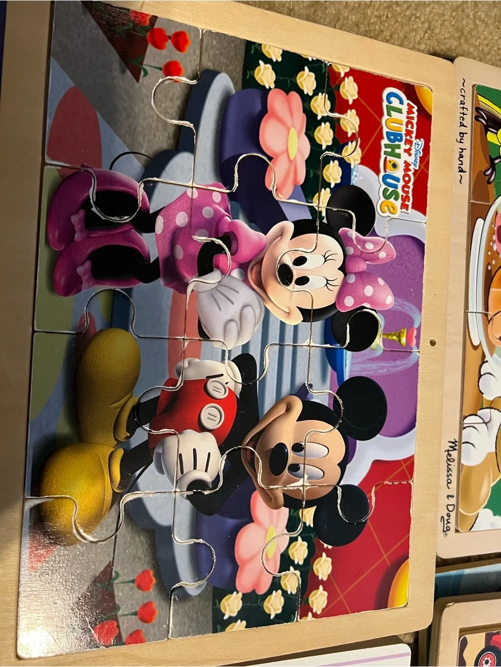 Lot of 10 kids board puzzles and melissa & Doug stand - 2 with sounds
